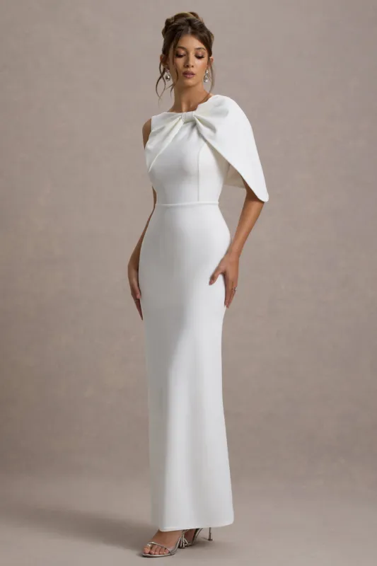 Jamela | White One-Sleeve Maxi Dress sold by Club L London