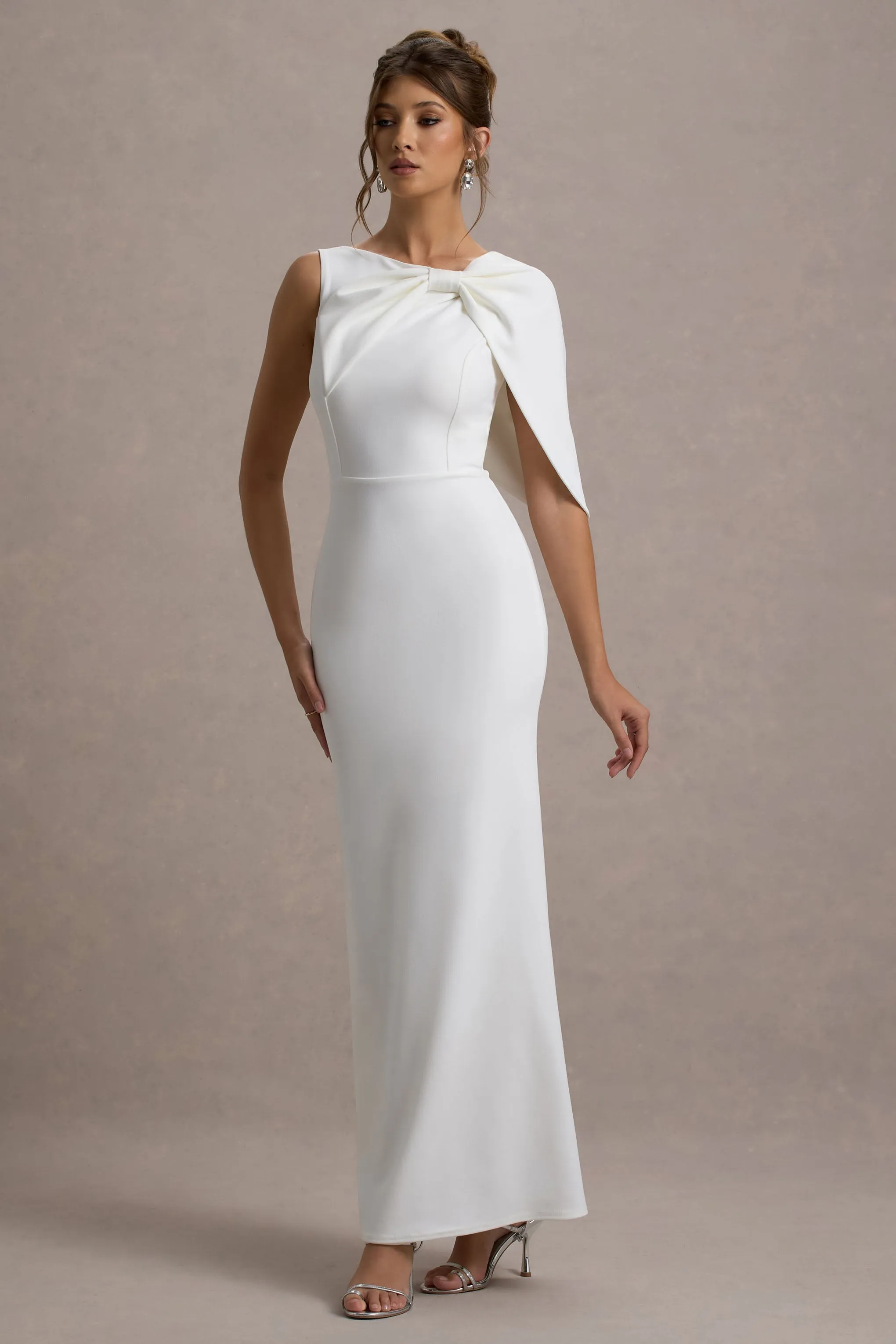 Jamela | White One-Sleeve Maxi Dress sold by Club L London product image thumbnail 5