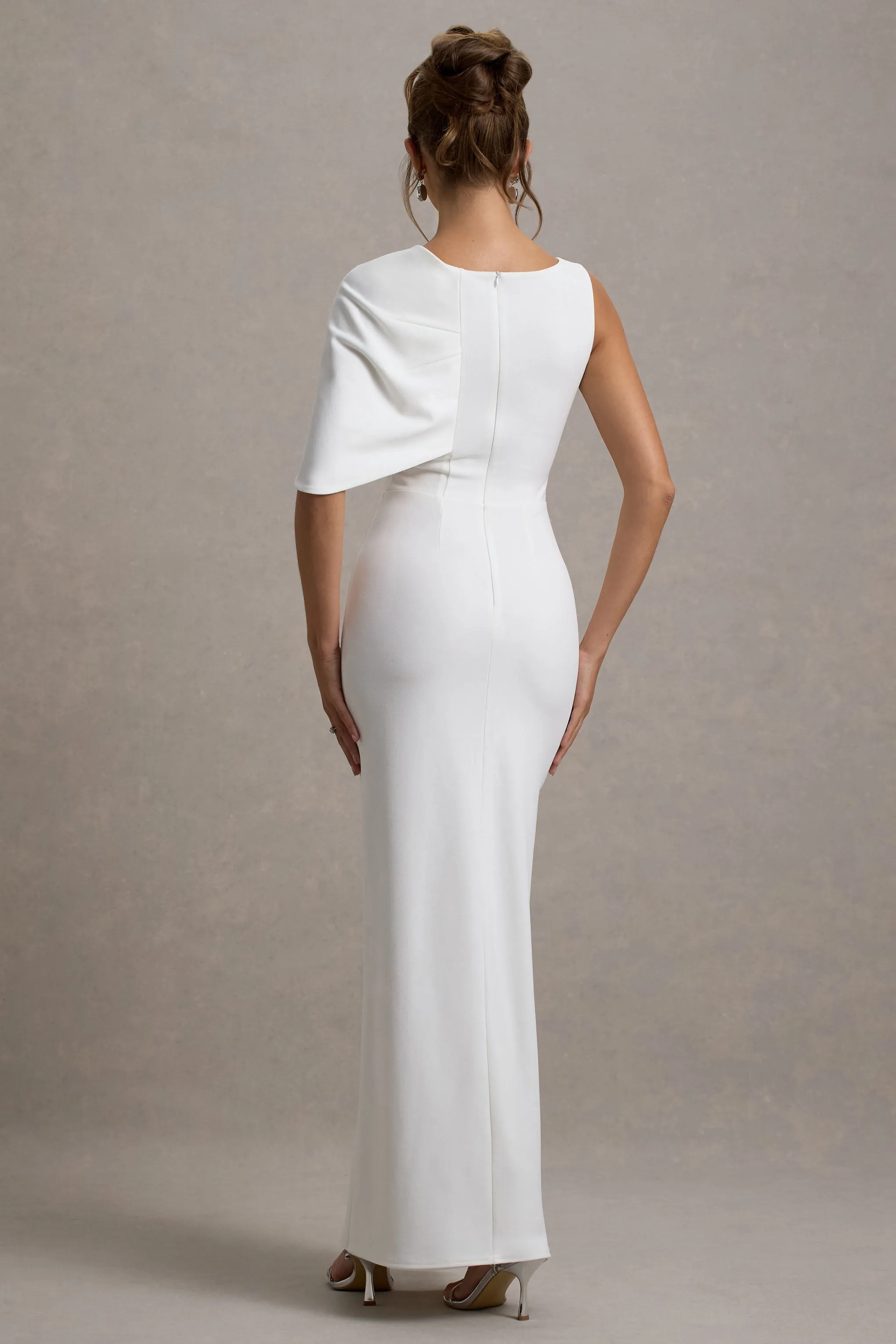 Jamela | White One-Sleeve Maxi Dress sold by Club L London product image thumbnail 2