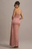 Edel | Pink Satin Strapless Maxi Dress With Drape sold by Club L London