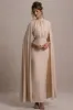 Darielle | Champagne High-Neck Cape-Sleeve Maxi Dress sold by Club L London