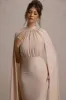 Darielle | Champagne High-Neck Cape-Sleeve Maxi Dress sold by Club L London