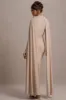 Darielle | Champagne High-Neck Cape-Sleeve Maxi Dress sold by Club L London