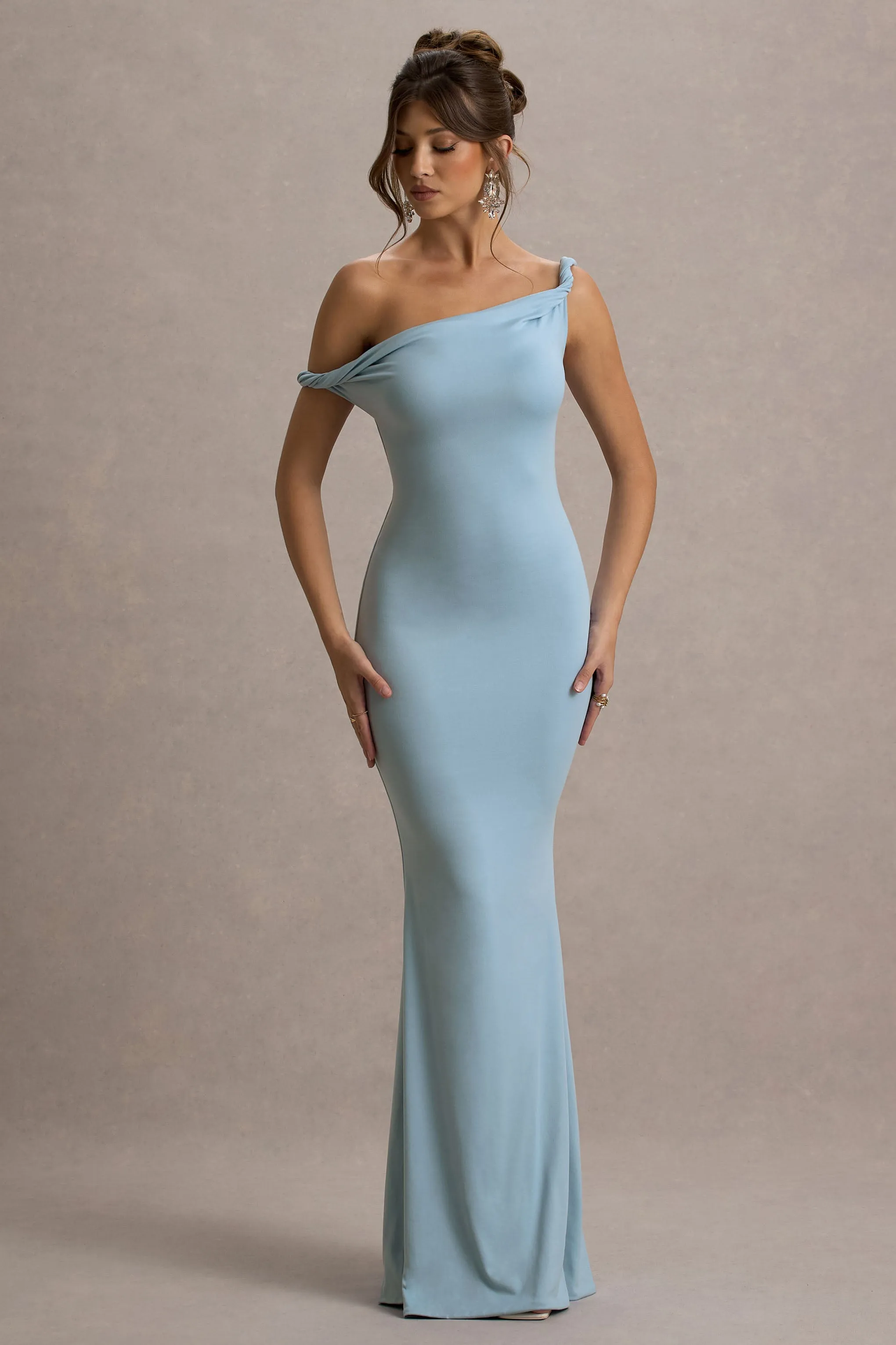 Lita | Powder Blue Twisted Asymmetric Maxi Dress sold by Club L London product image thumbnail 4