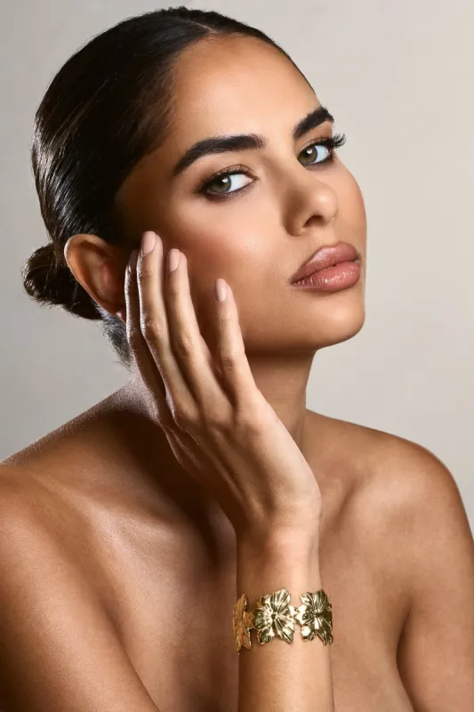 Flora | Gold Floral Chunky Bracelet sold by Club L London