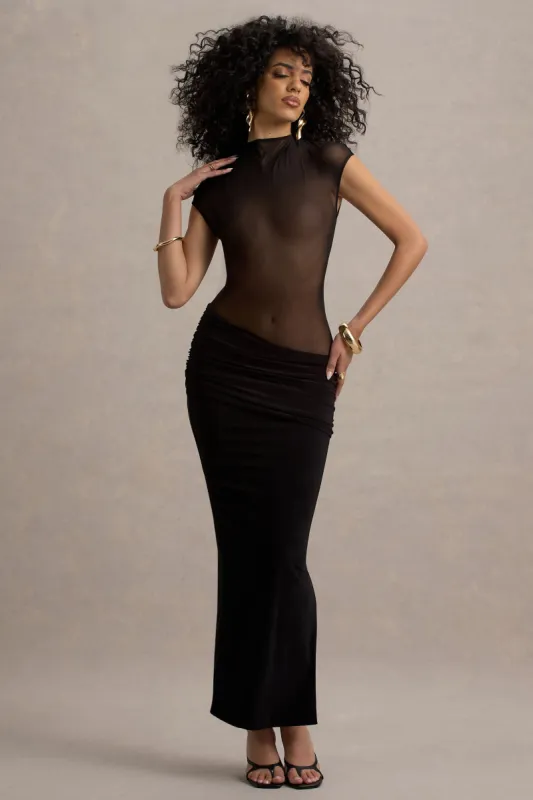 Echo Hooded Slit Maxi Dress - Black | Parallel