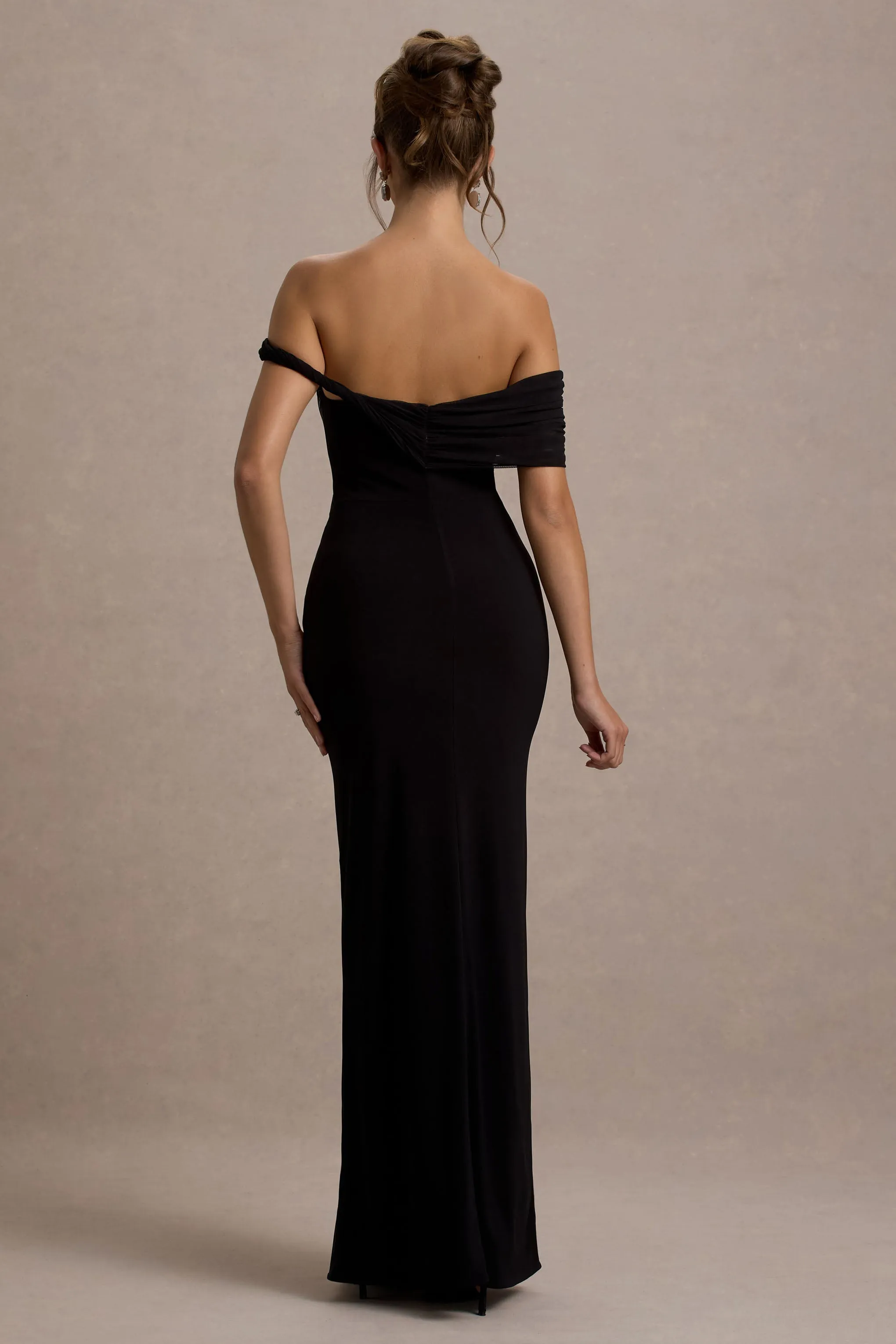 Alonza | Black Twisted Bardot Maxi Dress sold by Club L London product image thumbnail 2
