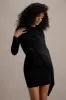 Celeste | Black Long-Sleeve Mini Dress With Cape Sleeve sold by Club L London