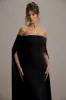 Genovia | Black Bardot Cape Maxi Dress sold by Club L London
