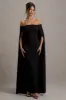Genovia | Black Bardot Cape Maxi Dress sold by Club L London