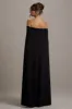 Genovia | Black Bardot Cape Maxi Dress sold by Club L London