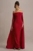 Genovia | Red Bardot Cape Maxi Dress sold by Club L London