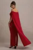 Genovia | Red Bardot Cape Maxi Dress sold by Club L London
