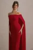 Genovia | Red Bardot Cape Maxi Dress sold by Club L London