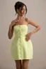 Anniston | Lemon Bandeau Tailored Button Mini Dress sold by Club L London