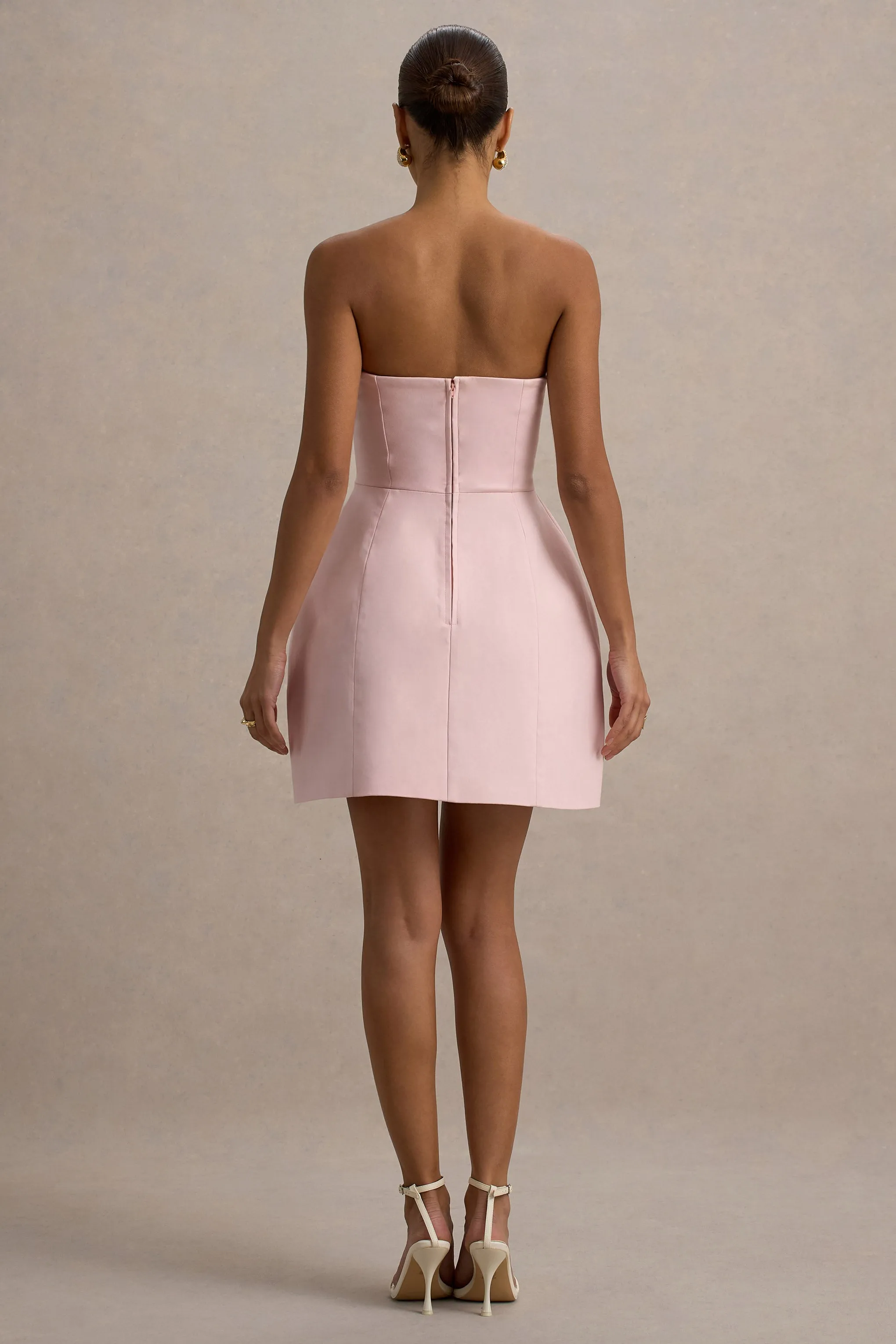 Anniston | Pink Bandeau Tailored Button Mini Dress sold by Club L London product image thumbnail 2