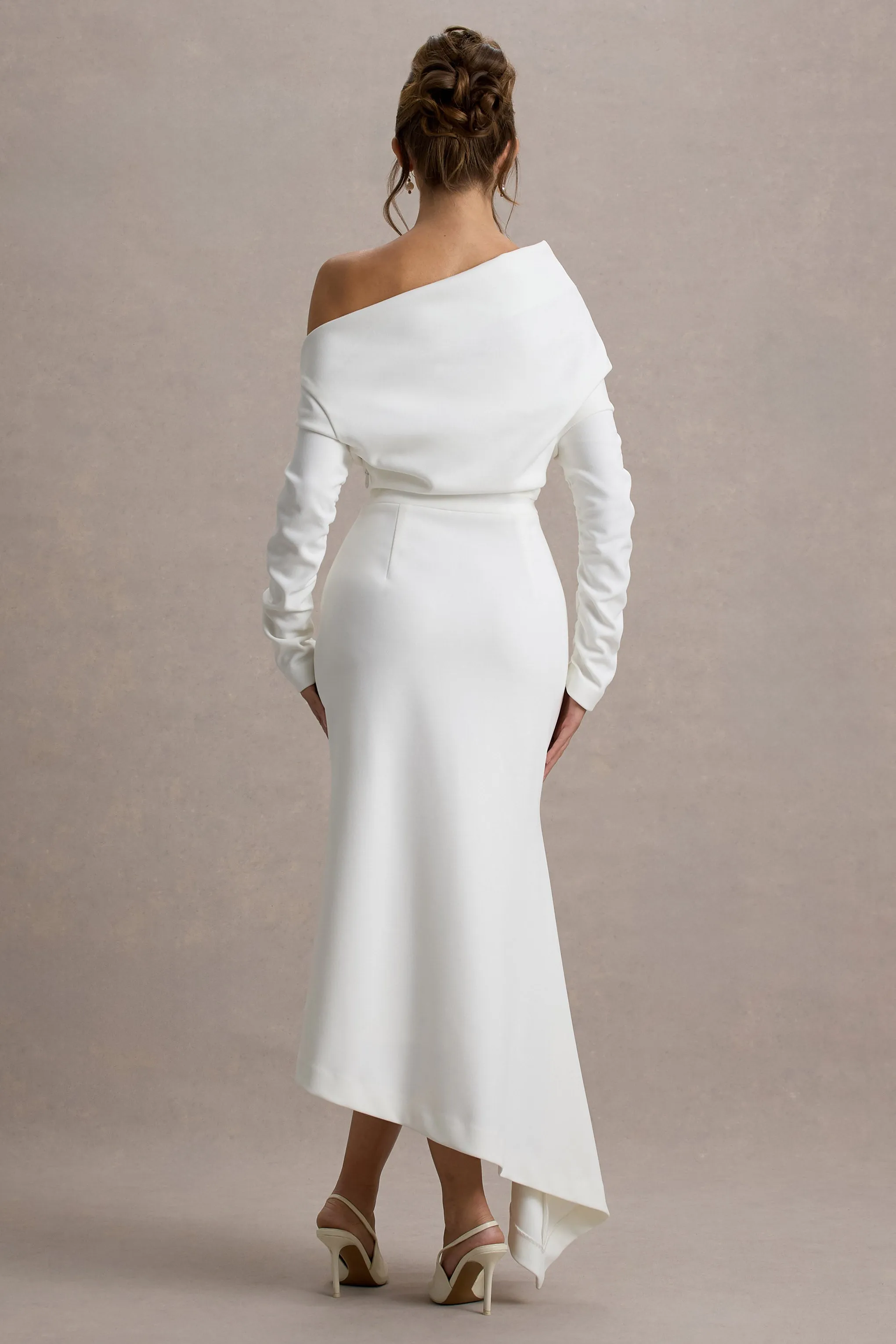 Lou | White One-Shoulder Asymmetric Maxi Dress sold by Club L London product image thumbnail 2