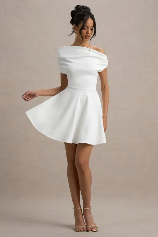 Agnes | White One-Shoulder Mini Dress sold by Club L London
