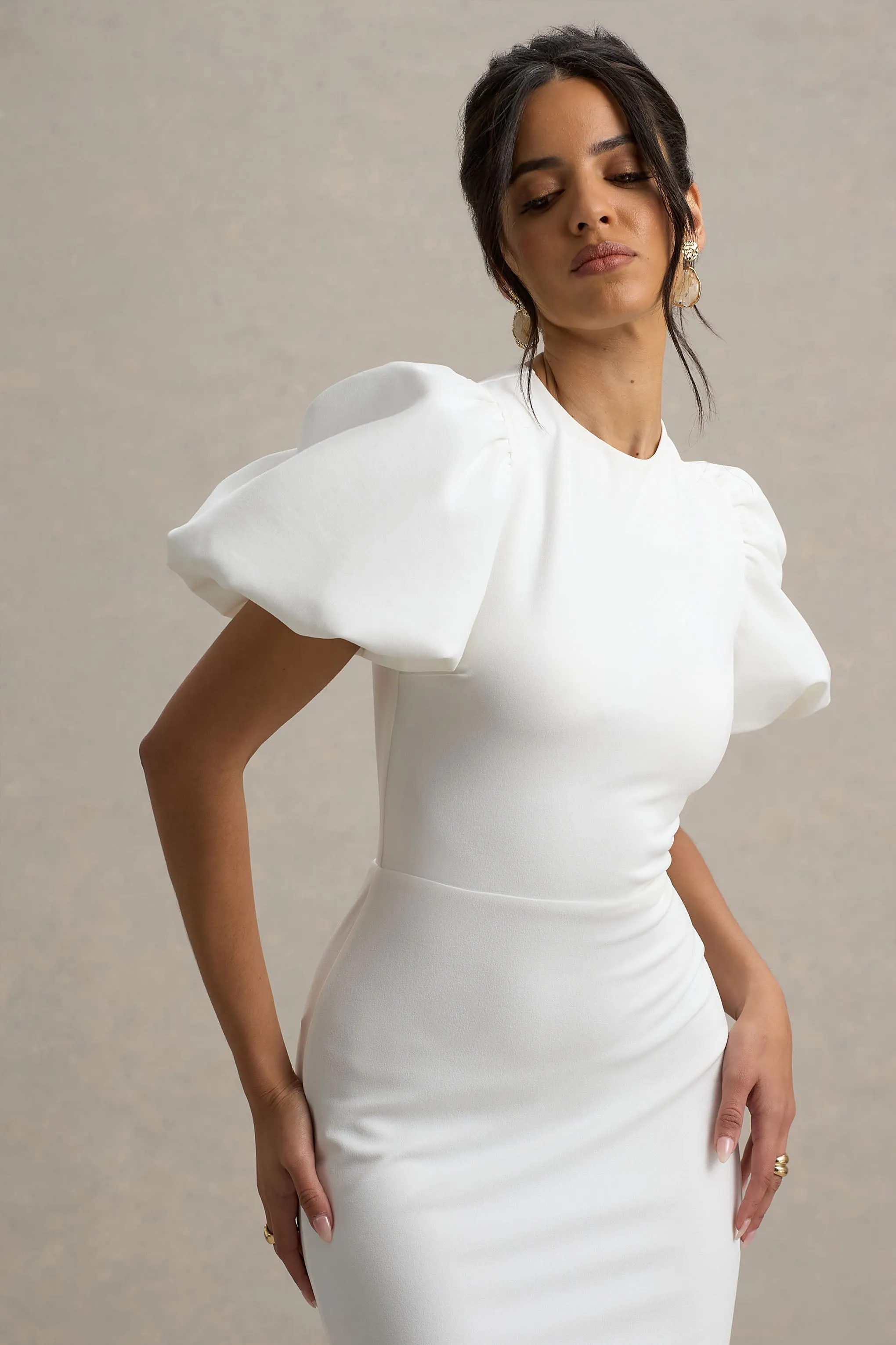 Love Letters | White Puff-Sleeve Maxi Dress sold by Club L London product image thumbnail 3