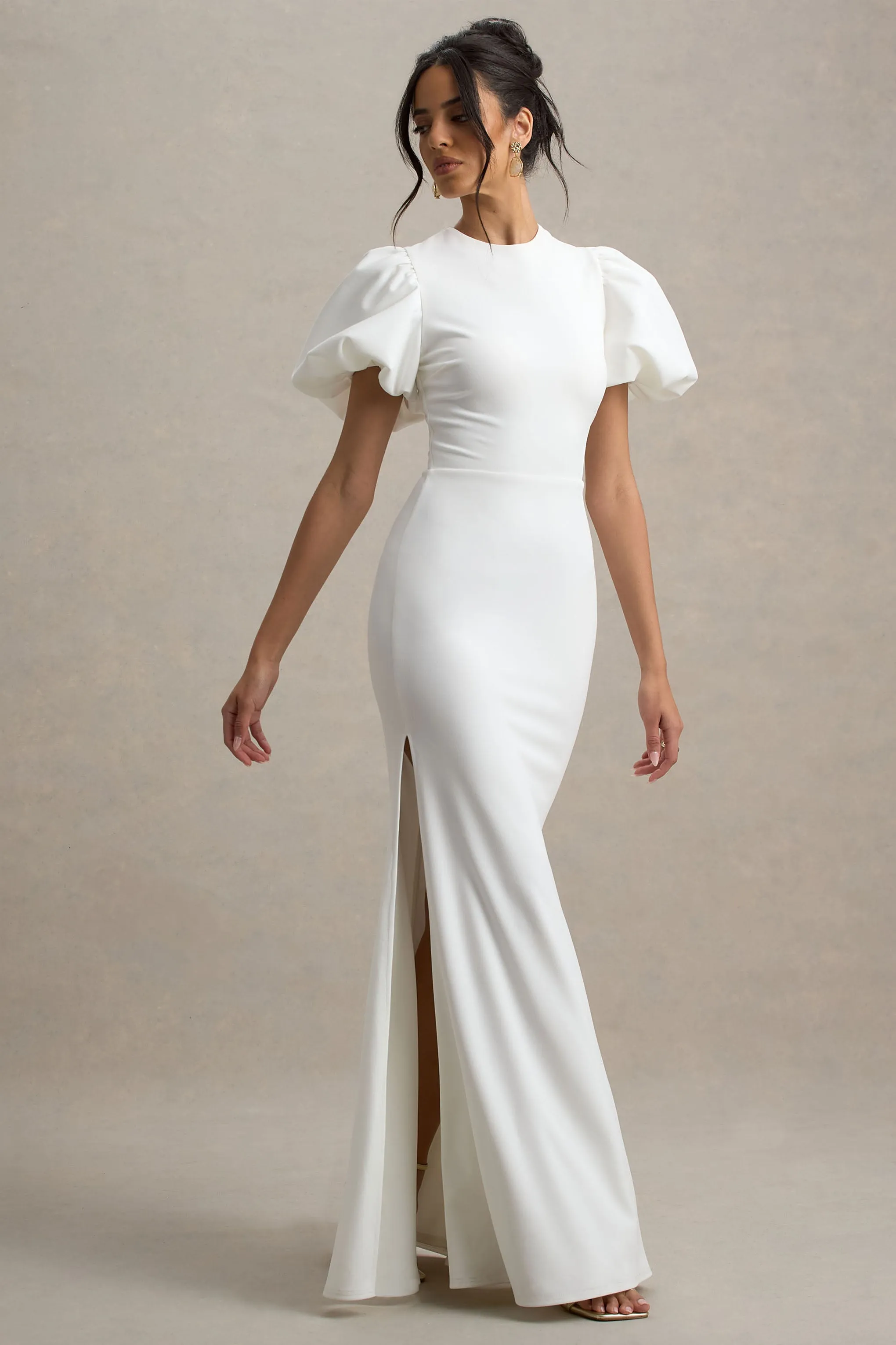 Love Letters | White Puff-Sleeve Maxi Dress sold by Club L London product image thumbnail 4