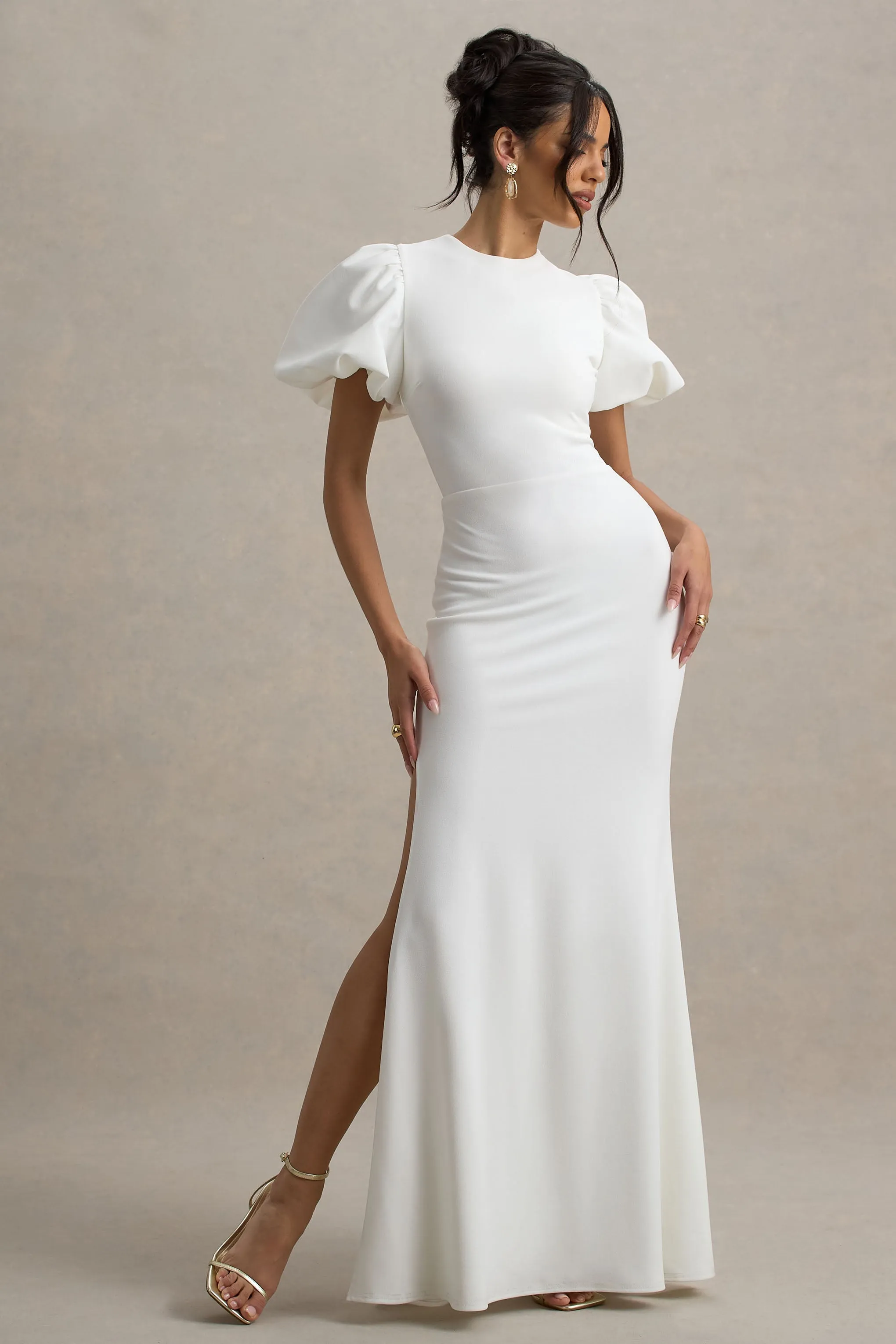 Love Letters | White Puff-Sleeve Maxi Dress sold by Club L London product image thumbnail 5