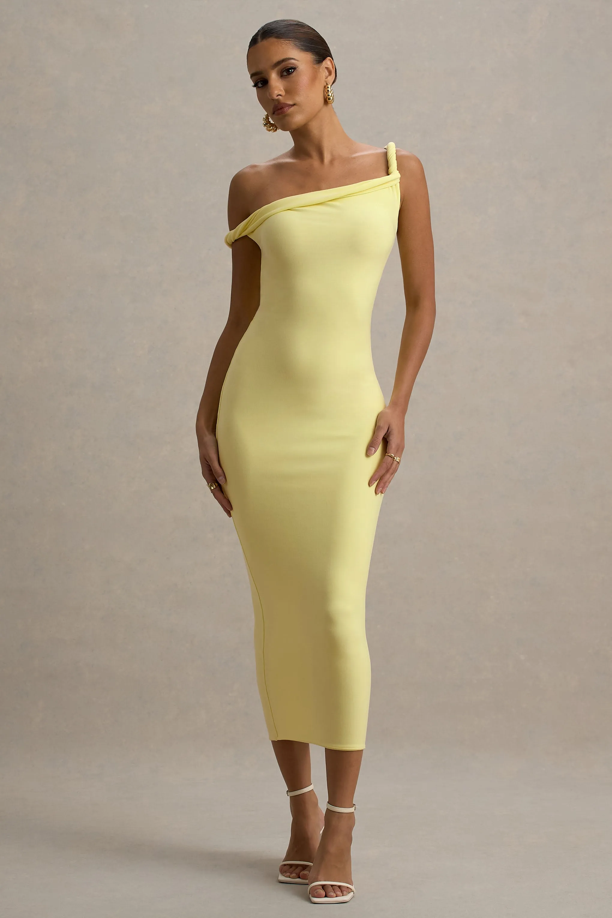 Salome | Lemon Twisted Asymmetric Midi Dress sold by Club L London product image thumbnail 5