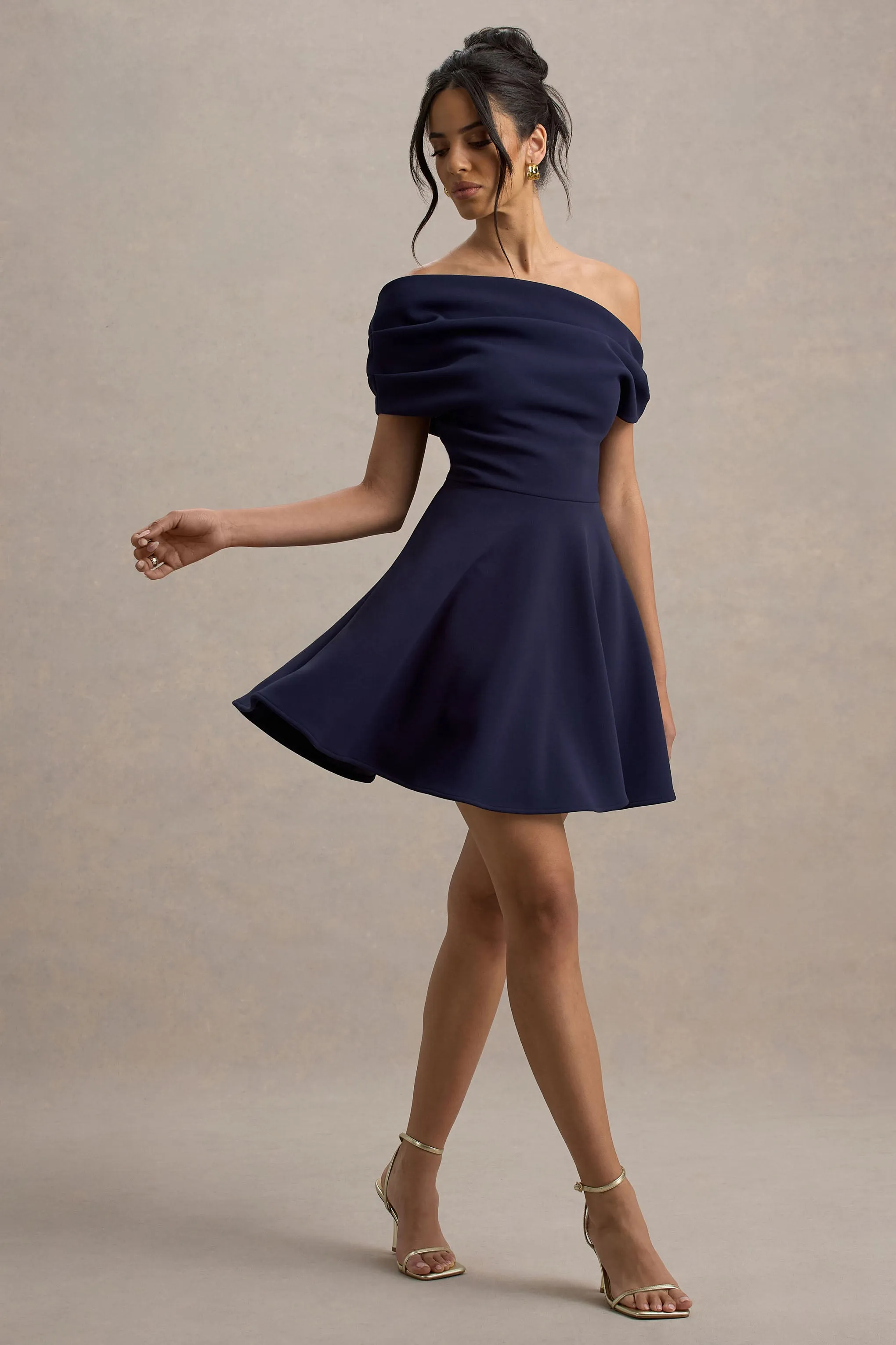 Agnes | Navy One-Shoulder Mini Dress sold by Club L London