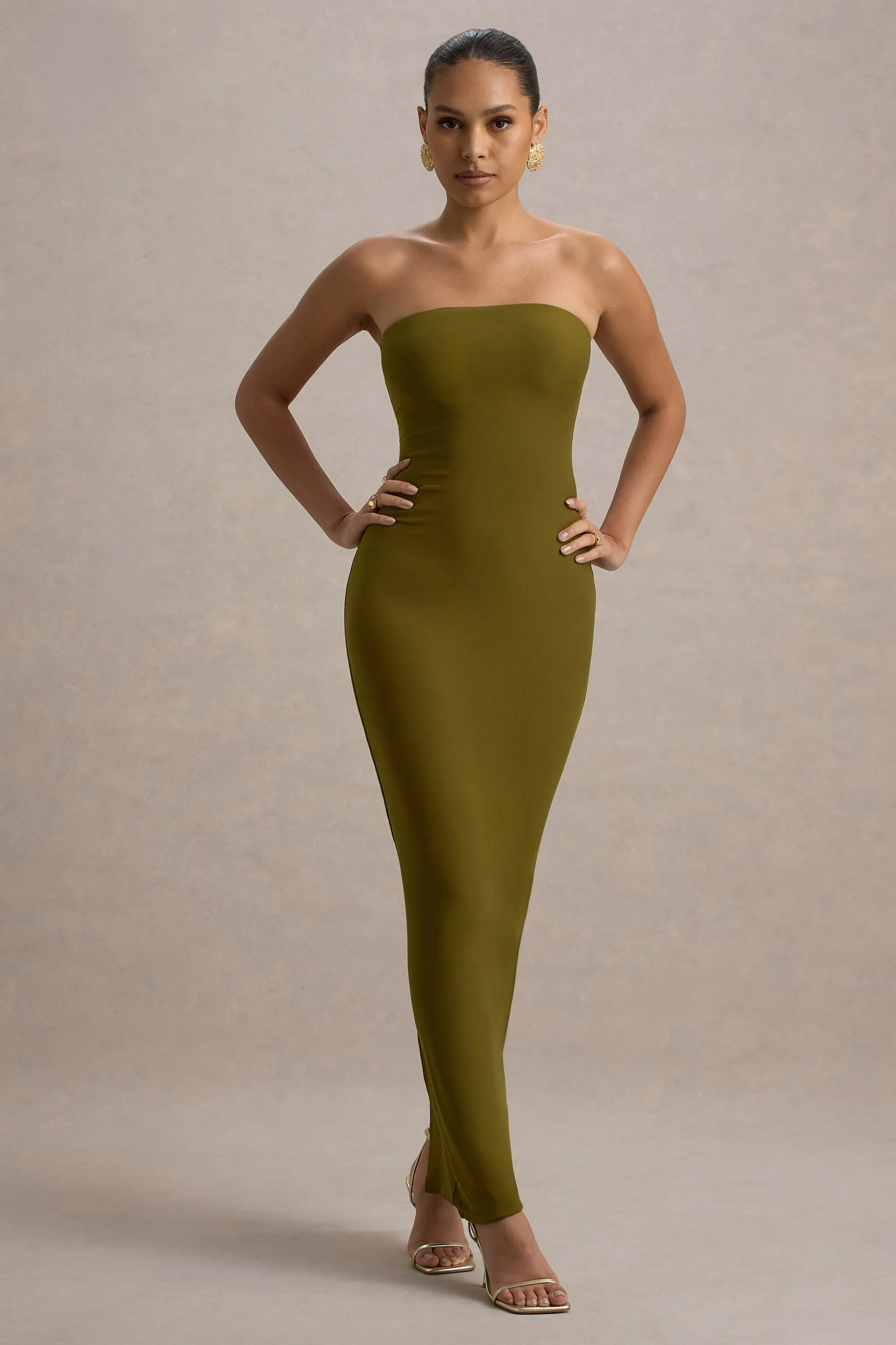 Angelie | Green Bandeau Bodycon Maxi Dress sold by Club L London product image thumbnail 5