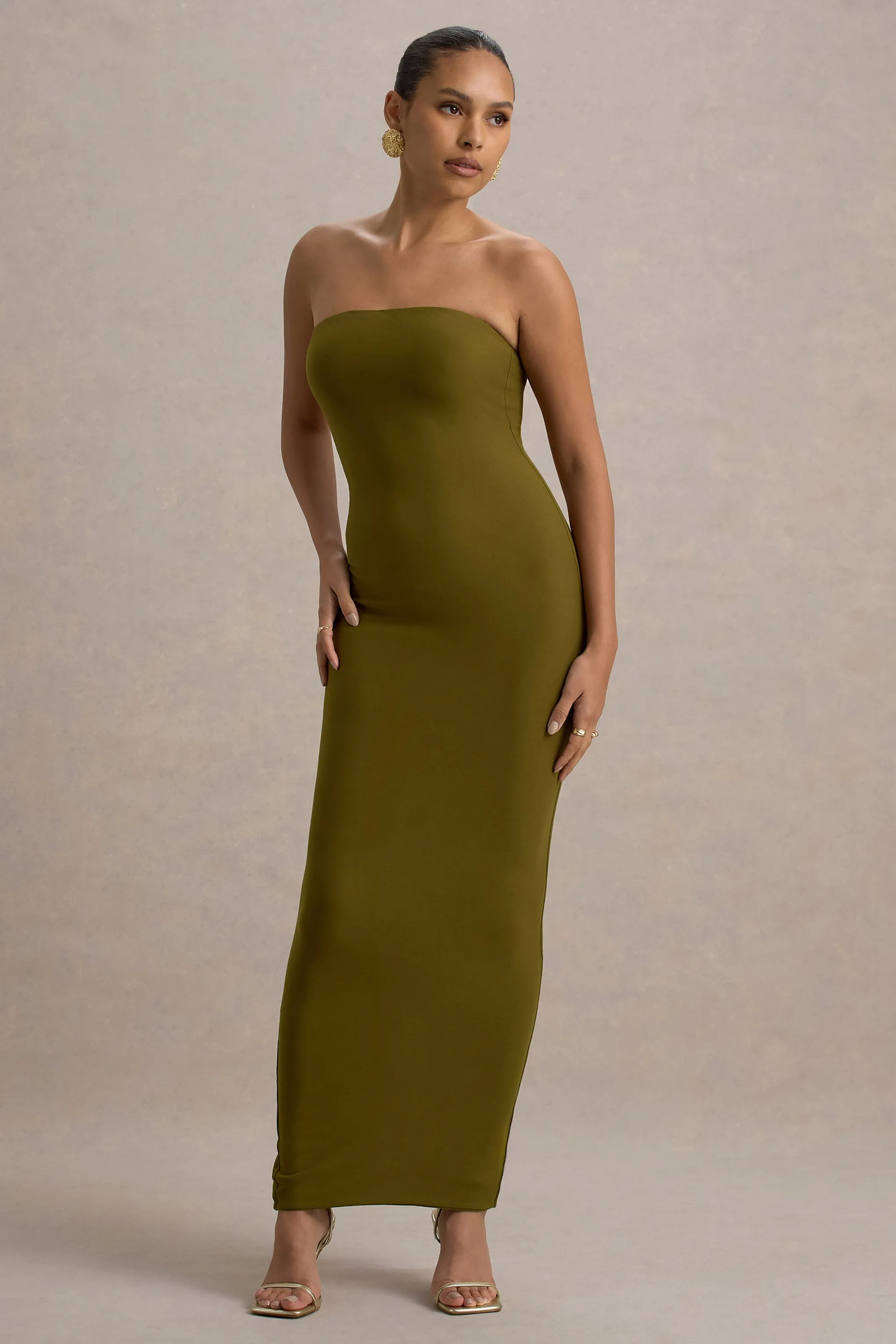 Angelie | Green Bandeau Bodycon Maxi Dress sold by Club L London product image thumbnail 4