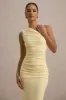 Dalarie | Lemon One-Shoulder Gathered Maxi Dress sold by Club L London