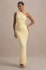 Dalarie | Lemon One-Shoulder Gathered Maxi Dress sold by Club L London