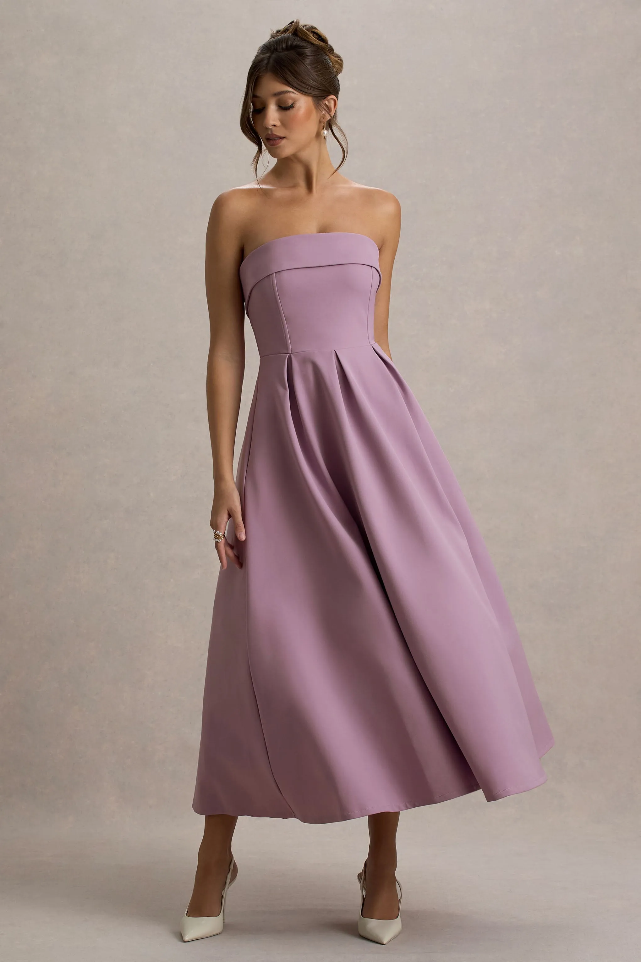 Annalise | Lilac Bandeau Skater Midi Dress sold by Club L London product image thumbnail 5