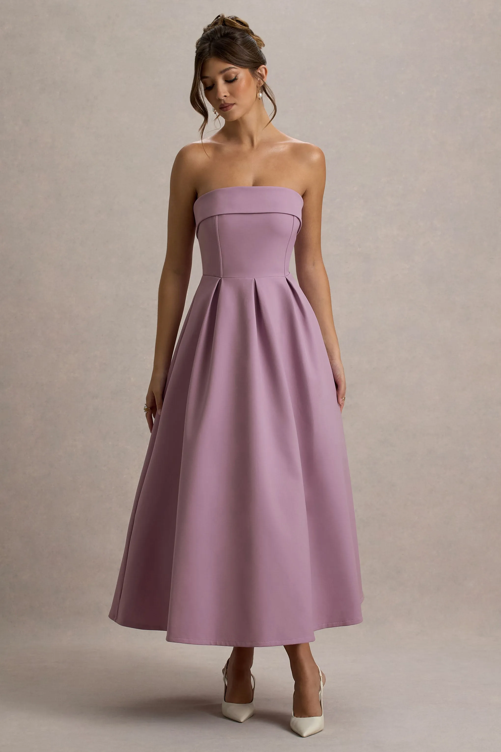 Annalise | Lilac Bandeau Skater Midi Dress sold by Club L London product image thumbnail 4