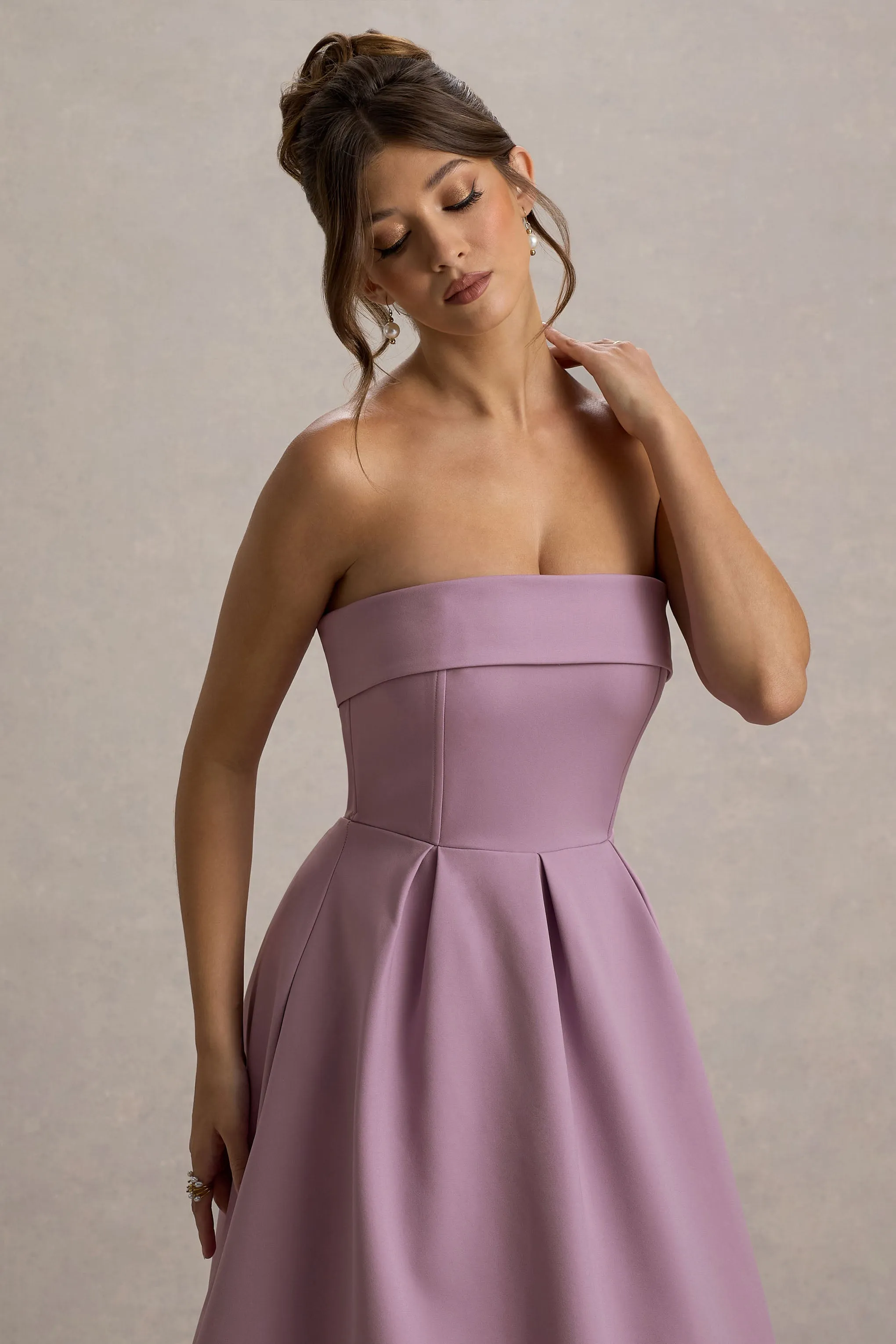 Annalise | Lilac Bandeau Skater Midi Dress sold by Club L London product image thumbnail 3