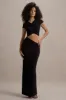 Pia | Black Short-Sleeve Maxi Dress With Cut-Out sold by Club L London