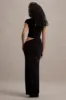 Pia | Black Short-Sleeve Maxi Dress With Cut-Out sold by Club L London