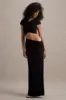 Pia | Black Short-Sleeve Maxi Dress With Cut-Out sold by Club L London
