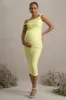 Salome | Lemon Twisted Asymmetric Maternity Midi Dress sold by Club L London