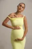 Salome | Lemon Twisted Asymmetric Maternity Midi Dress sold by Club L London