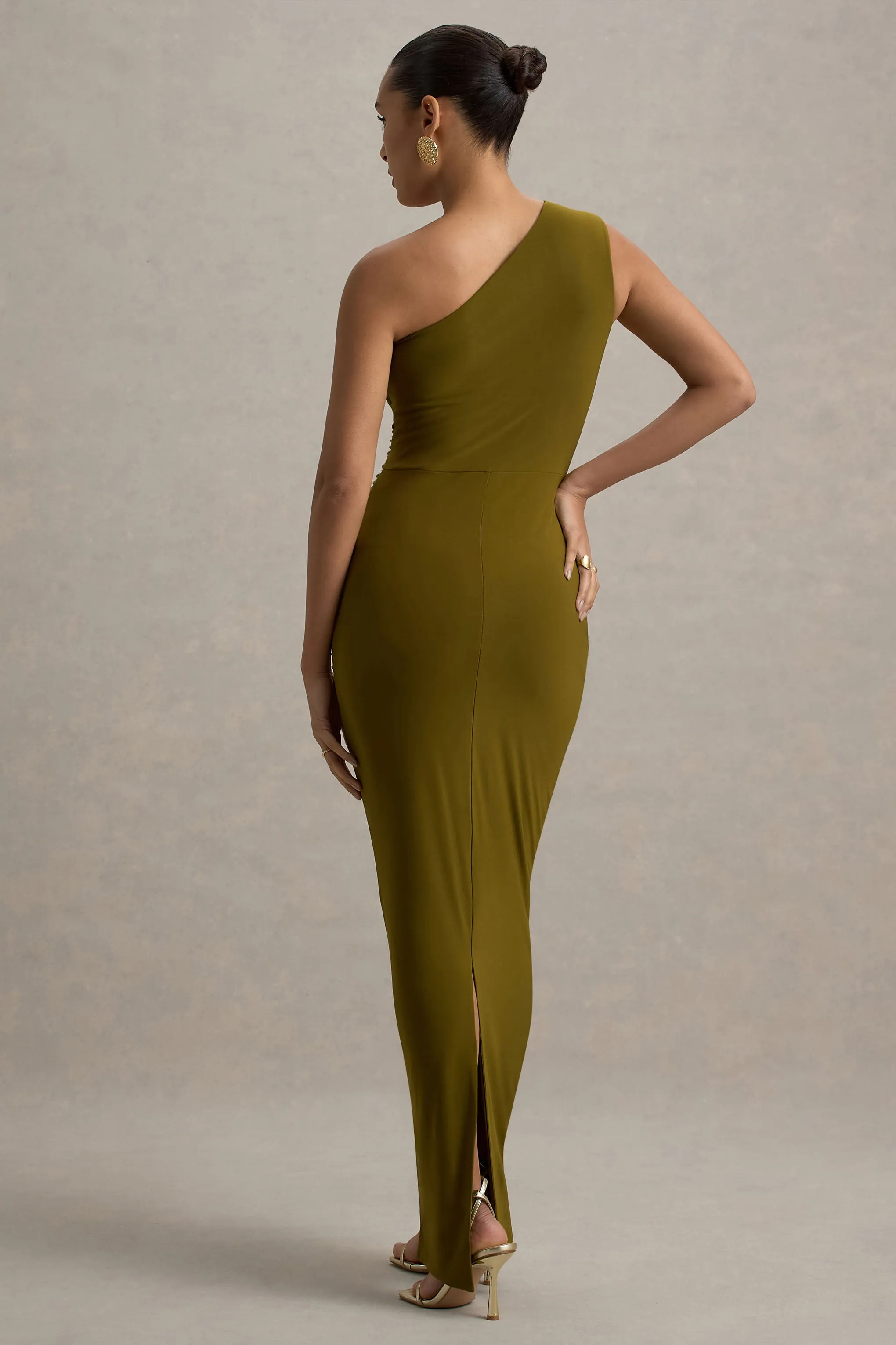 Dalarie | Green One-Shoulder Gathered Maxi Dress sold by Club L London product image thumbnail 2