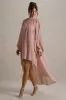 Delphia | Pale Pink High-Neck Maxi Dress With High-Low Hem sold by Club L London