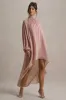 Delphia | Pale Pink High-Neck Maxi Dress With High-Low Hem sold by Club L London