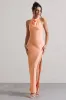 Priero | Peach Cowl Halter-Neck Open Back Maxi Dress sold by Club L London