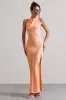 Priero | Peach Cowl Halter-Neck Open Back Maxi Dress sold by Club L London
