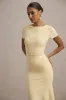 Rian | Lemon Short-Sleeve Maxi Dress sold by Club L London