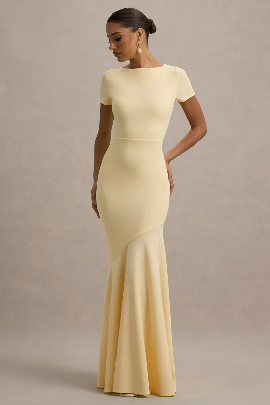 Rian | Lemon Short-Sleeve Maxi Dress sold by Club L London