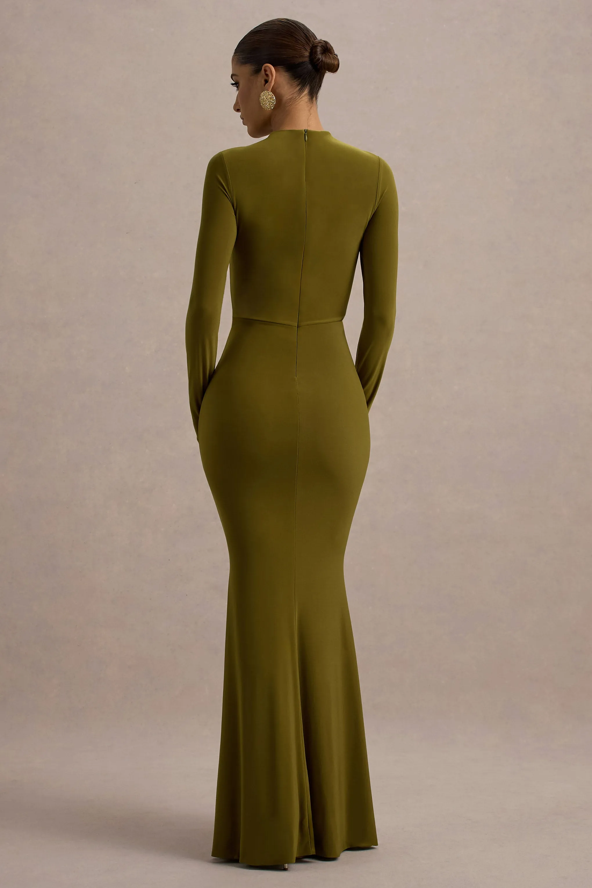 Reid | Green Long-Sleeve Gathered Maxi Dress sold by Club L London product image thumbnail 2
