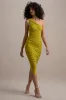 Dorit | Green One Shoulder Asymmetric Ruched Midi Dress sold by Club L London