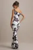 Lita | Monochrome Floral Print Twisted Asymmetric Maxi Dress sold by Club L London