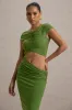 Pia | Green Short-Sleeve Maxi Dress With Cut-Out sold by Club L London